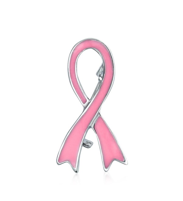 Bling Jewelry Breast Cancer Awareness Pink Ribbon Pin Enamel Silver Plated - C9115W00MVR