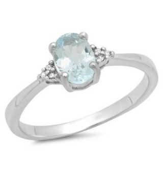 1.13 Carat (ctw) Sterling Silver Oval Blue Topaz & Round Diamond Accents Bridal Promise Engagement Ring - CN11SGCBRAH