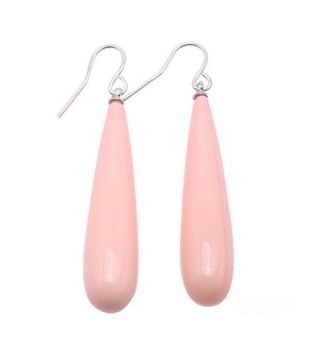 JYX Long Teardrop Seashell Pearl Dangle Earrings - Pink - C71866WCMLA