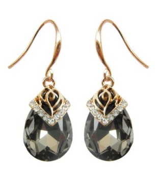 Navachi 18k Gold Plated Crystal Water Drop Gray Zircon Dangle Earrings for Women - C711T9JNTHB