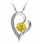 Tyjewelry 14k Gold Plated Silver Heart Pendant Necklace for Womens (White-purple-red-pink-18") - Yellow - CS12O7DJ525