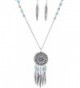 Rain 29" Oxidized Silver-Plated Dreamcatcher Pendant Necklace & Fish Hook Earrings Set - CH12IG728BT