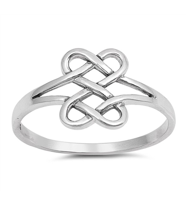 CHOOSE YOUR COLOR Sterling Silver Celtic Infinity Heart Knot Ring - CA18345KSXQ