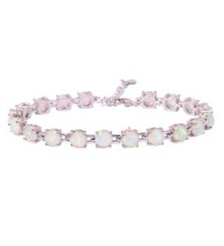 CiNily Rhodium Plated Created White Fire Opal Women Jewelry Gemstone Bracelet 7"-8 1/2" - C212NFHBFEQ