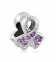 CharmsStory Sterling Silver Purple Synthetic Birthstone Ribbon Breast Cancer Awareness Charm For Bracelets - CJ129IM4IH3