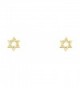 14k Yellow Gold Jewish Star Stud Earrings Star Of David Post Studs Diamond Cut Small 6 x 6 mm - CB185AUHUZY