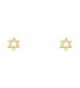 14k Yellow Gold Jewish Star Stud Earrings Star Of David Post Studs Diamond Cut Small 6 x 6 mm - CB185AUHUZY