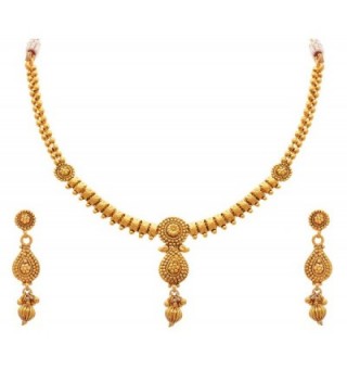 JFL - Traditional Ethnic One Gram Gold Plated Designer Necklace Set with Earring for Girls and Women - C412N4SAAKP