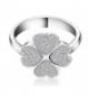 Lucky Dora Platinum Four leaf Zirconia in Women's Band Rings