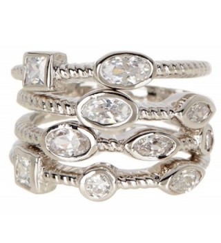 Silver Clad CZ Wholesale Gemstone Jewelry Stackable Ring Set - CL184Q6G545