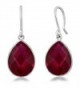 12.00 Ct Created Red Ruby 16x12mm Pear Shape 925 Silver Dangle Earring - C711AEBDKCB