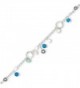 Sterling Silver Turquoise/Clear Bead- Freshwater Cultured Pearl Anklet - 9 Inch - CC113PTP82F