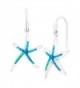 Sterling Silver Created Blue Opal Starfish Drop Earrings - CP12FY01SBH
