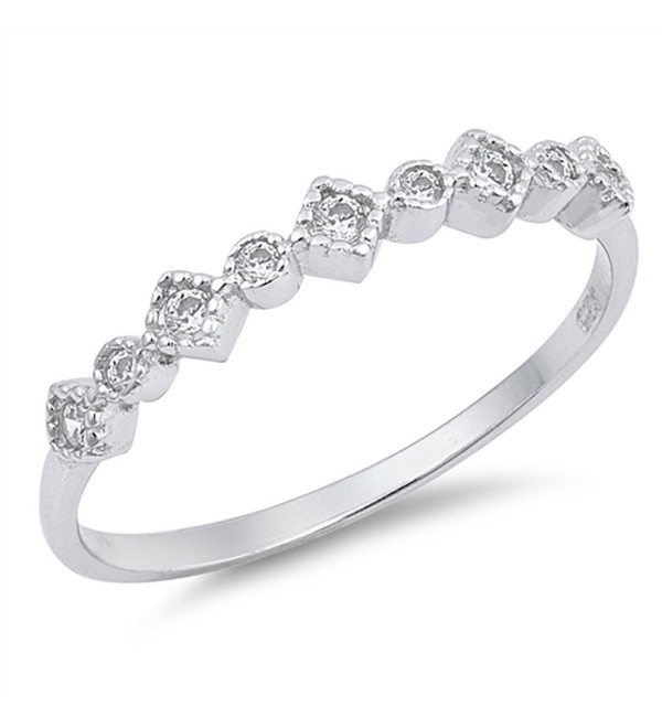 White CZ Beautiful Stackable Ring New .925 Sterling Silver Thin Band Sizes 4-10 - C0182HX0H5A