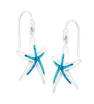 Sterling Silver Created Starfish Earrings