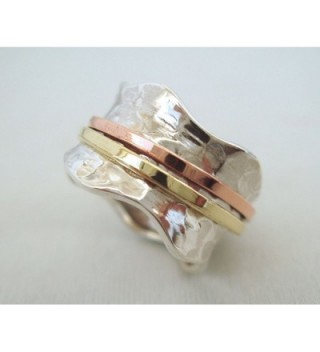 Energy Stone Hammered Spinners Meditation in Women's Band Rings