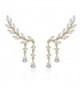 EVER SHINE Sweep Up Ear Cuffs Climbers Stud Set Drop Dangle Pierced Earrings Leaf Leaves - Gold Tone - CF12O8BBXCA