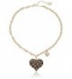 GUESS Womens Guess Gone Wild Animal Print Heart Necklace - Gold/Jet - CJ116B27FPV
