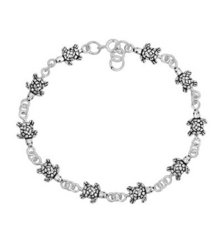 Sea Turtles Inspired .925 Sterling Silver Link Bracelet - CG11HL11WUZ