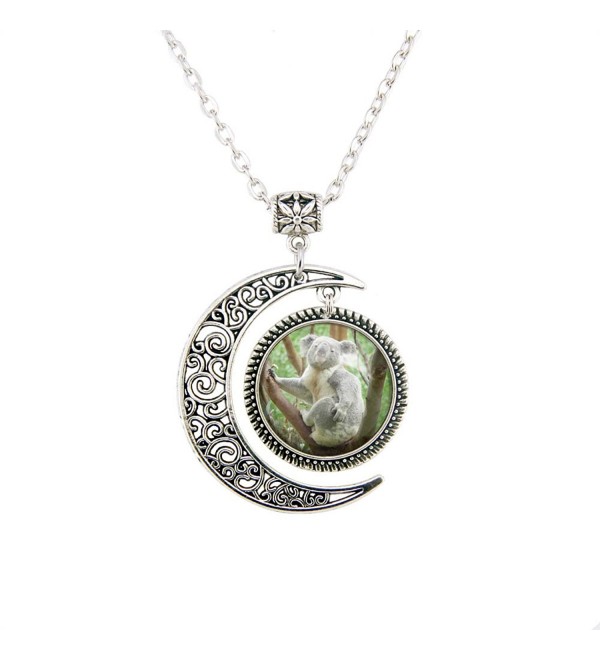 Silver Moon pendant necklace Koala Pendant Koala Necklace Koala Jewelry Koala Charm necklace Cute gift - CB12N1W2RI9