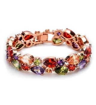 CS Rose Gold Plated Bracelet with multi-hued cubic zircon- "Mona Lisa" Fashion Jewelry Bracelet for Women - CC17YSTT5HR