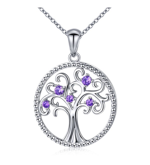 S925 Sterling Silver Filigree Tree of Life CZ Pendant Family Tree Necklace for Women- 18" Rolo Chain - CU184US9IZZ