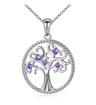 S925 Sterling Silver Filigree Tree of Life CZ Pendant Family Tree Necklace for Women- 18" Rolo Chain - CU184US9IZZ