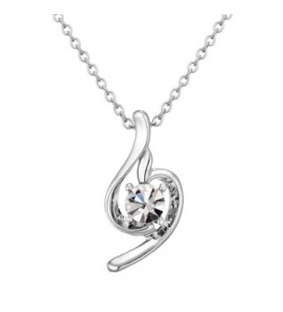 18k Gold-Plated Austrian Crystal Angel Curve Pendant Necklace Afterglow Jewelry - CY12DX0JL19