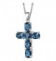 London Blue Topaz Cross Pendant Necklace Sterling Silver Rhodium Nickel Finish 6.00 Carats - CK113RDB9UT