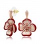 Kemstone Crystals Flower Earrings Rose Gold Tone Sea Shell Women Jewelry - Red - CJ12MAL3YX2