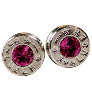 Silver and Rose Pink Swarovski Gem Real Bullet Earrings - CF12IV3DQTB