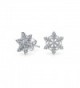 Bling Jewelry Winter Snowflake Pave CZ Stud earrings 925 Sterling Silver 10mm - CE115F6IKTJ