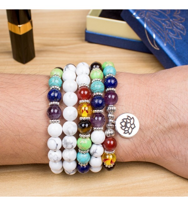 Pendant Buddhist Gemstone Necklace Bracelet - White Howlite-Lotus ...