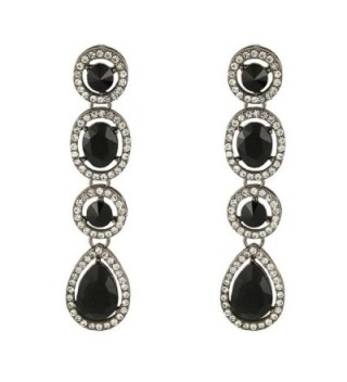 EleQueen Women's Austrian Crystal Art Deco Teardrop Party Long Dangle Earrings - Black-tone Black - C111W6X7V53