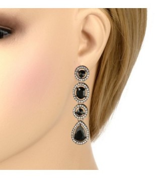 EleQueen Austrian Teardrop Earrings Black tone