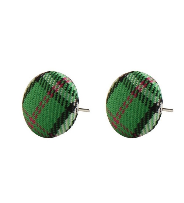 Stud Earring Tartan (Green) Made With Polyester & Iron by JOE COOL - C411JQINB91