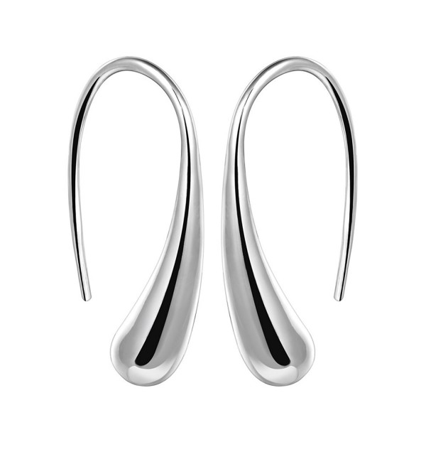 1 Pair Womens Fashion Silver Tone Teardrop Hook Earrings Jewelry Gift - C111VH5RWY1