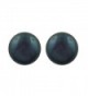 Sterling Silver 6.5mm Black Button Simulated Pearl Stud Earrings - CL11EM0S6A1