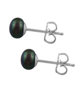 Sterling Silver Button Simulated Earrings