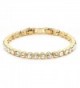 MYJS Tennis 16k Gold Plated Classic Bracelet with Clear Swarovski Crystals - 17+2cm Extender - CI1230N6STH