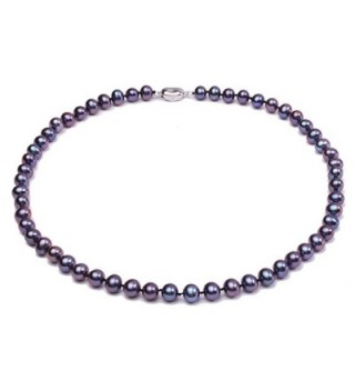 JYX 8mm Black Cultured Freshwater Pearl Necklace 18" - C612ODKC0OT