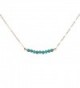 Gold Filled Blue Beaded Bar Necklace - Modern- Simple- Dainty and Delicate- Great for Layering - CJ11D3AE3VH