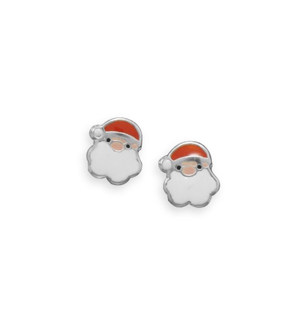 Santa Claus Earrings Post Stud Sterling Silver - CQ110IR94W7