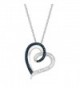 Heart Pendant Necklace with Blue and White Diamonds in Sterling Silver- 18" - C412BZH026F