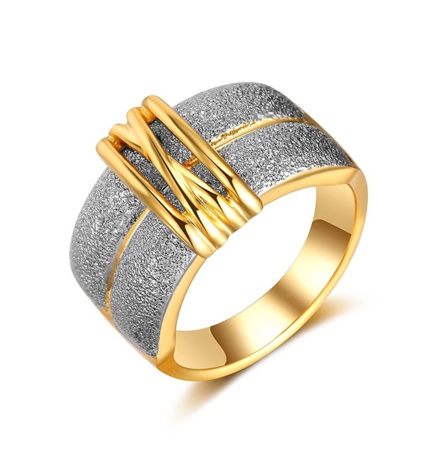 Dnswez 2 Tone Silver and Gold Statment Rings for Women Width: 15mm - CM187WITDHG