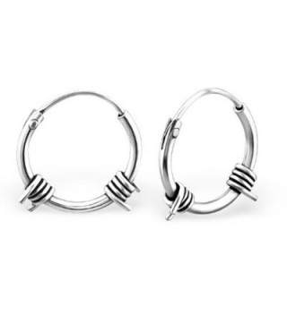 925 Sterling Silver 12mm Bali Barb Wire Endless Hoop Earrings 24661 - CA12DFANKOZ