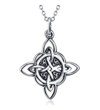 925 Sterling Silver Celtic Triquetra Trinity Knot Good Luck Pendant Necklace- Rolo Chain 18" - CY17Z4E27KA