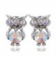 Alilang Silvery Tone Iridescent Small Owl Bird Stud Earrings - CD114V6A7PN