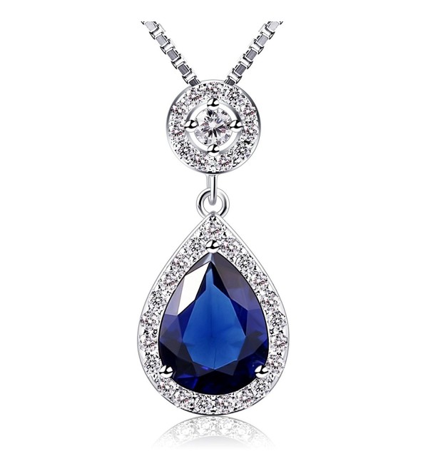 B.Catcher Necklace Womens Blue Crystal Pendant 925 Sterling Silver Valentines Day Gift for Her With Gift Box - C9185N0UYR2