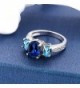 Simulated Sapphire Sterling Silver 3 Stone in Women's Statement Rings